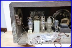 Used Antique Pre-War Vintage Trav-Ler Wood Case Tube Radio For Parts Repair USA