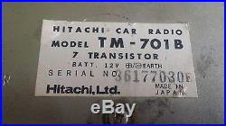 VINTAGE RADIO DATSUN STEREO HITACHI M# TM-701B TRANSISTOR OEM JAPAN 70s NO TRIM