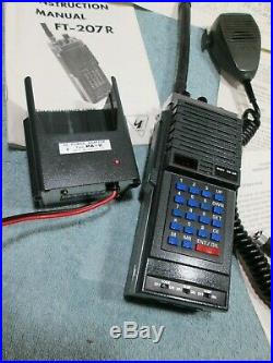 VINTAGE YAESU FT-207R (parts/repair) 2 meter VHF ham radio with adapter + manual