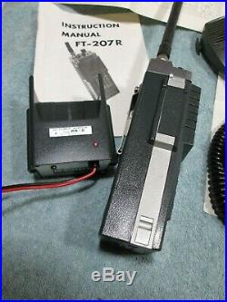 VINTAGE YAESU FT-207R (parts/repair) 2 meter VHF ham radio with adapter + manual