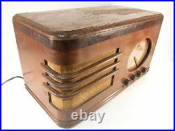 VTG Airline Art Deco Radio Model 329 Gold Dial AM SW Tube Wood Parts &/or Repair