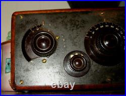 VTG Atwater Kent Model 20 Tube Radio Receiving Set Wood Box parts or repair