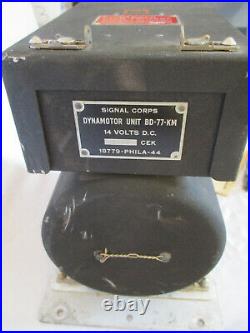 Vintage 1944 U. S. Army Dynamotor Aircraft Radio Reciever BD-77-KM With Parts