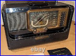 Vintage 1950s Zenith Transoceanic SW Radio 5H40 H-500 For Parts with Paperwork