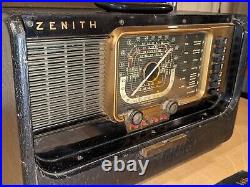 Vintage 1950s Zenith Transoceanic SW Radio 5H40 H-500 For Parts with Paperwork