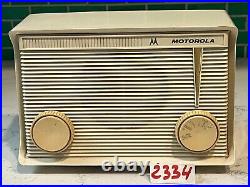Vintage 1961 MCM Motorola A15W Ivory Shell Tube Radio WORKS PARTS/REPAIR RARE