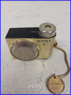 Vintage 1964 Gold SONY MODEL TR-8 Miniature 8 Transistor Radio For Parts Only
