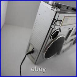 Vintage 1980s Large Heavy Silver Boombox Sears w VU Meters (For Parts/Repair)