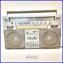 Vintage 80s Realistic SCR-8 Stereo Boombox Silver 14-778 AS IS Parts or Repair