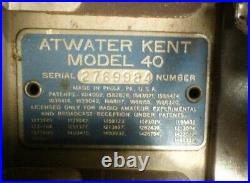 Vintage ATWATER KENT #40 with POWER SUPPLY & all 7 TUBES & EXTRA PARTS- UNTESTED