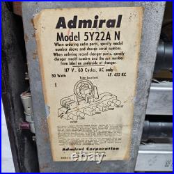 Vintage Admiral Tube Radio 5Y22A N & Multi-Speed Phono Player PARTS REPAIR POWER