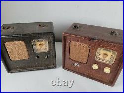 Vintage Antique Trav-Ler Superheterodyne 4 Tube Radio PARTS OR REPAIR Lot of 2
