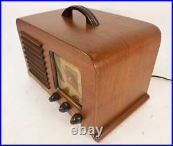 Vintage Art Deco Philco AM Radio 6-BX-8 Wood Bakelite Knobs Plays! PARTS REPAIR
