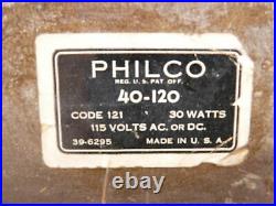 Vintage Art Deco Philco AM Radio 6-BX-8 Wood Bakelite Knobs Plays! PARTS REPAIR