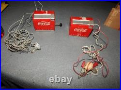 Vintage Coca Cola Mini Cooler Crystal Radios Lot Of 2 Parts HTF Estate Find