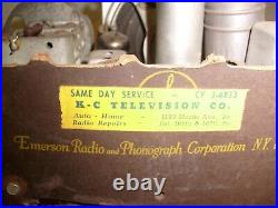 Vintage Emerson Tabletop AM Tube Radio Chassis w dial for Parts Restoration