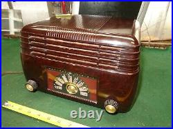 Vintage GE #201 Ivory Bakelite Art Deco Mid Century Tube Radio for parts