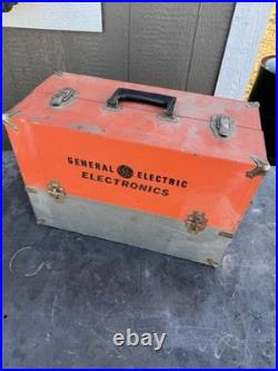 Vintage GE Radio TV Repairman Tube Caddy Orange Case Toolbox WithTubes & Parts
