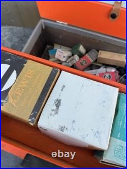 Vintage GE Radio TV Repairman Tube Caddy Orange Case Toolbox WithTubes & Parts