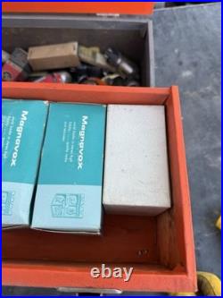 Vintage GE Radio TV Repairman Tube Caddy Orange Case Toolbox WithTubes & Parts