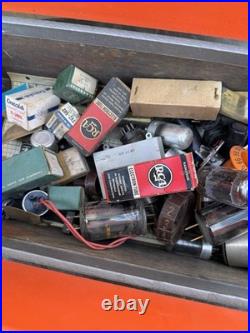 Vintage GE Radio TV Repairman Tube Caddy Orange Case Toolbox WithTubes & Parts