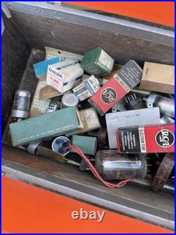 Vintage GE Radio TV Repairman Tube Caddy Orange Case Toolbox WithTubes & Parts