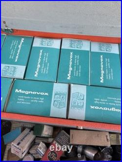 Vintage GE Radio TV Repairman Tube Caddy Orange Case Toolbox WithTubes & Parts