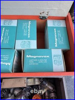 Vintage GE Radio TV Repairman Tube Caddy Orange Case Toolbox WithTubes & Parts