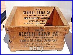 Vintage GENERAL RADIO CO. LABORATORY CAMBRIDGE MASS. Wood ADVERTISING box crate