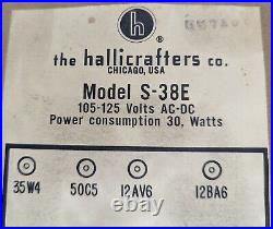 Vintage Hallicrafters S-38E HAM Shortwave Radio Receiver- Powers On PARTS/REPAIR