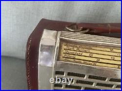 Vintage His Master's Voice Transistor Radio Red leather case HMV UNTESTED Parts