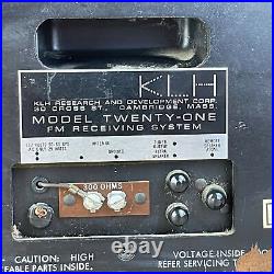 Vintage KLH Twenty-one Brown Wood Cabinet FM Receiving System For Parts
