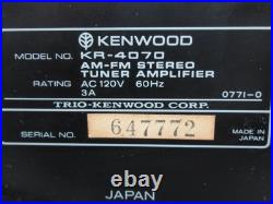 Vintage Kenwood KR-4070 AM/FM Stereo Receiver Lights-up otherwise UNTESTED PARTS