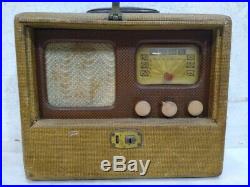Vintage Kilocycles Tube Radio Antique Tweed Electric Radio, For Parts Display