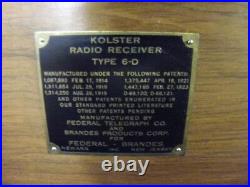Vintage Kolster Radio K-2 Model Untested Excellent for Parts OR REPAIR