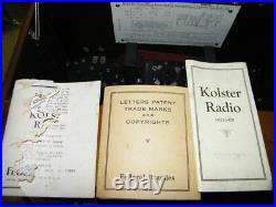 Vintage Kolster Radio K-2 Model Untested Excellent for Parts OR REPAIR