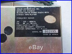 Vintage Kraco Am/fm Stereo Radio Kid-551b With 8-track Tape Player