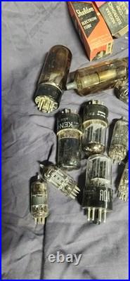 Vintage Lot of Vacuum Tubes Mixed Brands Untested Radio Audio Parts in box loose