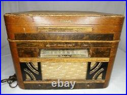 Vintage Motorola Wooden Case Record Player & Am Tube Radio 51f12-for Parts