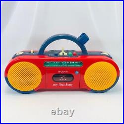 Vintage My First SONY CFS-2050 Red Cassette-corder Boom Box Radio Junk For Parts