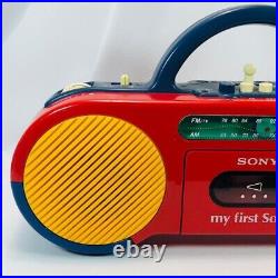 Vintage My First SONY CFS-2050 Red Cassette-corder Boom Box Radio Junk For Parts