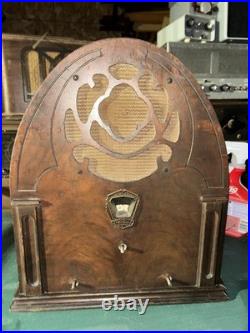 Vintage Old Rare Superheterodyne U. S. Gloritone Tube Radio Wood Cathedral Parts