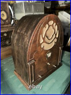 Vintage Old Rare Superheterodyne U. S. Gloritone Tube Radio Wood Cathedral Parts