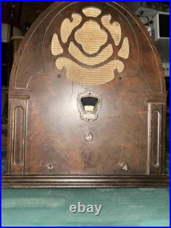 Vintage Old Rare Superheterodyne U. S. Gloritone Tube Radio Wood Cathedral Parts