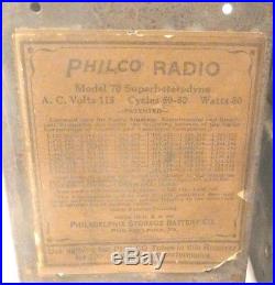 Vintage PHILCO 70 GRANDFATHER CLOCK / RADIO part Untested CHASSIS with ALL TUBES