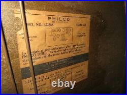 Vintage Philco Multi Band 8 Tube Radio Model No 42-355 Parts or repair