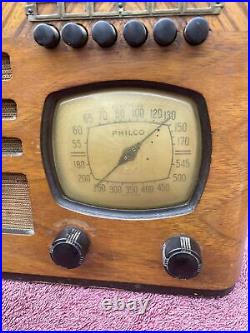 Vintage Philco Tube Radio 39-7 Table Top, Wood Case For Parts or Repair