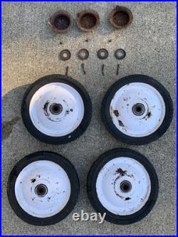 Vintage Pull Wagon Parts Radio Rocket / Flyer Wheels with Metal Caps