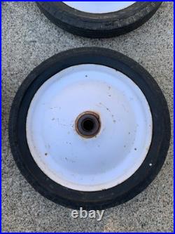 Vintage Pull Wagon Parts Radio Rocket / Flyer Wheels with Metal Caps