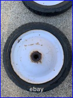 Vintage Pull Wagon Parts Radio Rocket / Flyer Wheels with Metal Caps